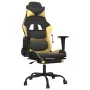 Silla gaming con reposapiés cuero sintético negro dorado de vidaXL, Sillones para videojuegos - Ref: Foro24-3143655, Precio: ...