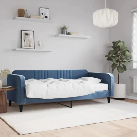 Schlafsofa mit blauer Samtmatratze 90x200 cm von vidaXL, Betten und Lattenroste - Ref: Foro24-3197038, Preis: 329,81 €, Rabat...