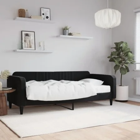 Sofá cama con colchón terciopelo negro 90x200 cm de vidaXL, Camas y somieres - Ref: Foro24-3197043, Precio: 328,72 €, Descuen...
