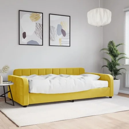 Sofa bed with yellow velvet mattress 100x200 cm by vidaXL, Beds and slatted bases - Ref: Foro24-3196917, Price: 366,56 €, Dis...