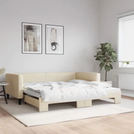 Sofá cama nido tela crema 100x200 cm de vidaXL, Camas y somieres - Ref: Foro24-3196587, Precio: 257,15 €, Descuento: %