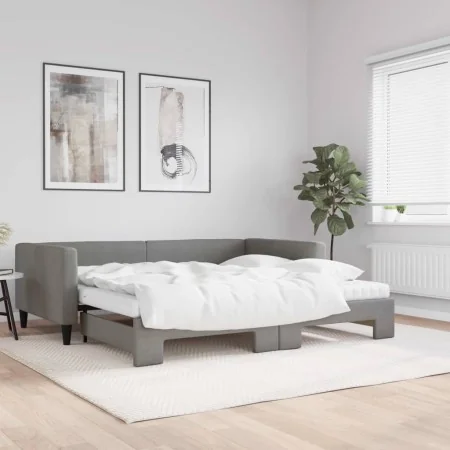 Sofá cama nido con colchón tela gris oscuro 100x200 cm de vidaXL, Camas y somieres - Ref: Foro24-3196602, Precio: 427,93 €, D...