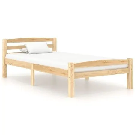Solid pine wood bed frame 90x200 cm by vidaXL, Beds and slatted bases - Ref: Foro24-322061, Price: 106,52 €, Discount: %
