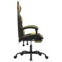 Silla gaming con reposapiés cuero sintético negro dorado de vidaXL, Sillones para videojuegos - Ref: Foro24-3143880, Precio: ...