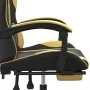Silla gaming con reposapiés cuero sintético negro dorado de vidaXL, Sillones para videojuegos - Ref: Foro24-3143880, Precio: ...