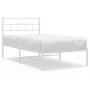 Metal bed frame with white headboard 80x200 cm by vidaXL, Beds and slatted bases - Ref: Foro24-355699, Price: 66,01 €, Discou...