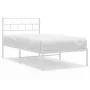 Bettgestell aus Metall mit weißem Kopfteil 100x200 cm von vidaXL, Betten und Lattenroste - Ref: Foro24-355703, Preis: 66,83 €...