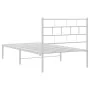 Bettgestell aus Metall mit weißem Kopfteil 100x200 cm von vidaXL, Betten und Lattenroste - Ref: Foro24-355703, Preis: 66,83 €...