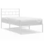 Metal bed frame with white headboard 107x203 cm by vidaXL, Beds and slatted bases - Ref: Foro24-355704, Price: 62,44 €, Disco...