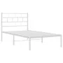 Metal bed frame with white headboard 107x203 cm by vidaXL, Beds and slatted bases - Ref: Foro24-355704, Price: 62,44 €, Disco...