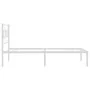 Metal bed frame with white headboard 107x203 cm by vidaXL, Beds and slatted bases - Ref: Foro24-355704, Price: 62,44 €, Disco...