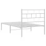 Metal bed frame with white headboard 107x203 cm by vidaXL, Beds and slatted bases - Ref: Foro24-355704, Price: 62,44 €, Disco...
