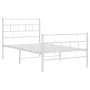 Estructura cama metal con cabecero y pie cama blanca 107x203 cm de vidaXL, Camas y somieres - Ref: Foro24-355722, Precio: 75,...