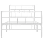 Estructura cama metal con cabecero y pie cama blanca 107x203 cm de vidaXL, Camas y somieres - Ref: Foro24-355722, Precio: 75,...