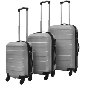 Set of rigid trolley suitcases 3 pieces silver 45.5/55/66 cm by vidaXL, Suitcases - Ref: Foro24-91142, Price: 120,44 €, Disco...