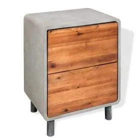 Concrete and solid acacia wood bedside table 40x30x50 cm by vidaXL, Nightstands - Ref: Foro24-244994, Price: 127,61 €, Discou...