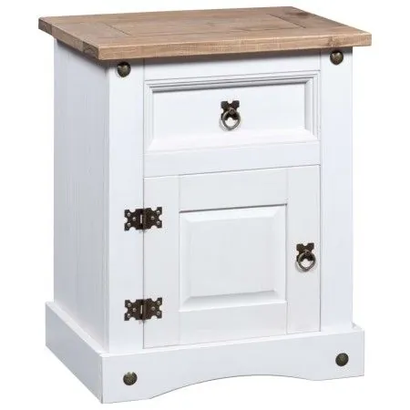 Mesita de noche Corona Range pino mexicano blanco 53x39x66 cm de vidaXL, Mesitas de noche - Ref: Foro24-282618, Precio: 82,63...