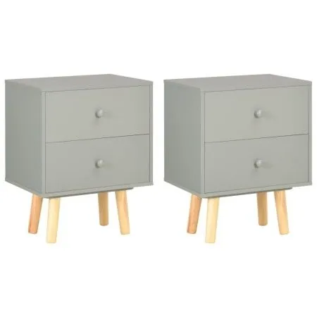 Nachttische 2 Stück massives Kiefernholz grau 40x30x50 cm von vidaXL, Nachttische - Ref: Foro24-285227, Preis: 106,43 €, Raba...