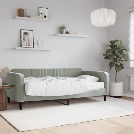 Sofá cama con colchón terciopelo gris claro 90x190 cm de vidaXL, Camas y somieres - Ref: Foro24-3197052, Precio: 296,20 €, De...