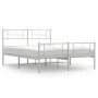 Metal bed frame with headboard and white footboard 135x190 cm by vidaXL, Beds and slatted bases - Ref: Foro24-355333, Price: ...