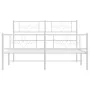 Metal bed frame with headboard and white footboard 135x190 cm by vidaXL, Beds and slatted bases - Ref: Foro24-355333, Price: ...