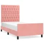 Pink velvet bed frame with headboard 100x200 cm by vidaXL, Beds and slatted bases - Ref: Foro24-3125927, Price: 169,76 €, Dis...