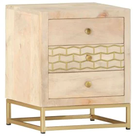 Mesita de noche de madera maciza de mango dorado 40x30x50 cm de vidaXL, Mesitas de noche - Ref: Foro24-286504, Precio: 146,01...