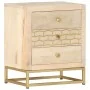 Mesita de noche de madera maciza de mango dorado 40x30x50 cm de vidaXL, Mesitas de noche - Ref: Foro24-286504, Precio: 146,01...