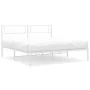 Metal bed frame with white headboard 135x190 cm by vidaXL, Beds and slatted bases - Ref: Foro24-372325, Price: 95,67 €, Disco...