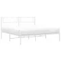 Metal bed frame with white headboard 135x190 cm by vidaXL, Beds and slatted bases - Ref: Foro24-372325, Price: 95,67 €, Disco...