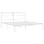 Metal bed frame with white headboard 135x190 cm by vidaXL, Beds and slatted bases - Ref: Foro24-372325, Price: 95,67 €, Disco...