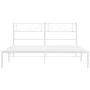 Estructura de cama de metal con cabecero blanca 135x190 cm de vidaXL, Camas y somieres - Ref: Foro24-372325, Precio: 95,67 €,...