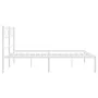 Metal bed frame with white headboard 135x190 cm by vidaXL, Beds and slatted bases - Ref: Foro24-372325, Price: 95,67 €, Disco...