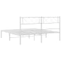 Estructura de cama de metal con cabecero blanca 135x190 cm de vidaXL, Camas y somieres - Ref: Foro24-372325, Precio: 95,67 €,...