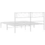 Metal bed frame with white headboard 135x190 cm by vidaXL, Beds and slatted bases - Ref: Foro24-372325, Price: 95,67 €, Disco...