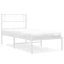 Metal bed frame with white headboard 100x200 cm by , Beds and slatted bases - Ref: Foro24-372321, Price: 64,37 €, Discount: %