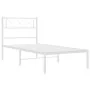 Metal bed frame with white headboard 100x200 cm by , Beds and slatted bases - Ref: Foro24-372321, Price: 64,37 €, Discount: %