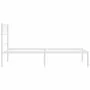 Metal bed frame with white headboard 100x200 cm by , Beds and slatted bases - Ref: Foro24-372321, Price: 64,37 €, Discount: %