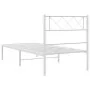 Metal bed frame with white headboard 100x200 cm by , Beds and slatted bases - Ref: Foro24-372321, Price: 64,37 €, Discount: %