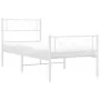 Metal bed frame with headboard and footboard white 107x203 cm by , Beds and slatted bases - Ref: Foro24-372340, Price: 74,29 ...