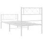 Metal bed frame with headboard and footboard white 107x203 cm by , Beds and slatted bases - Ref: Foro24-372340, Price: 74,29 ...