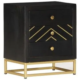 Solid black and gold mango wood nightstand 40x30x50cm by vidaXL, Nightstands - Ref: Foro24-286517, Price: 159,48 €, Discount: %
