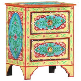 Mesita de noche pintada a mano madera maciza mango 40x30x50 cm de vidaXL, Mesitas de noche - Ref: Foro24-286158, Precio: 150,...
