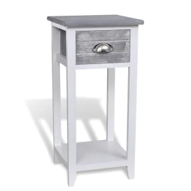 Mesita de noche con 1 cajón gris y blanca de vidaXL, Mesitas de noche - Ref: Foro24-242038, Precio: 49,57 €, Descuento: %