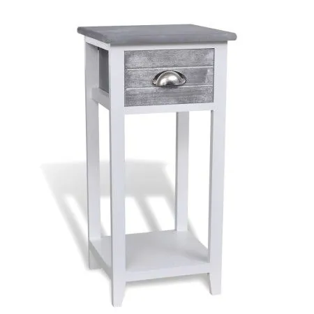 Gray and white 1-drawer bedside table by vidaXL, Nightstands - Ref: Foro24-242038, Price: 49,57 €, Discount: %