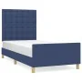 Bed frame with blue fabric headboard 100x200 cm by , Beds and slatted bases - Ref: Foro24-3125363, Price: 135,93 €, Discount: %