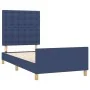 Estructura de cama con cabecero de tela azul 100x200 cm de , Camas y somieres - Ref: Foro24-3125363, Precio: 133,23 €, Descue...