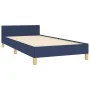 Bed frame with blue fabric headboard 100x200 cm by , Beds and slatted bases - Ref: Foro24-3125363, Price: 135,93 €, Discount: %