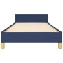 Bettgestell mit blauem Stoffkopfteil 100x200 cm von , Betten und Lattenroste - Ref: Foro24-3125363, Preis: 133,23 €, Rabatt: %