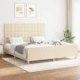 Bed frame with cream fabric headboard 160x200 cm by , Beds and slatted bases - Ref: Foro24-3125394, Price: 239,24 €, Discount: %